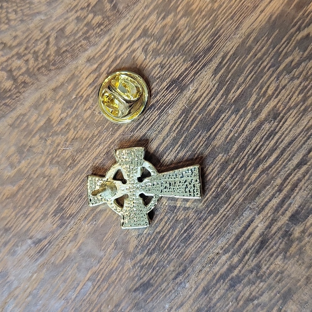 Gold Tone Cross Lapel Pin - Picture 5 of 7
